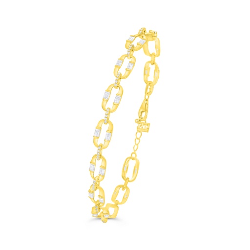 [BRC02WCZ00000B358] Sterling Silver 925 Bracelet Golden Plated Embedded With Yellow Diamond 