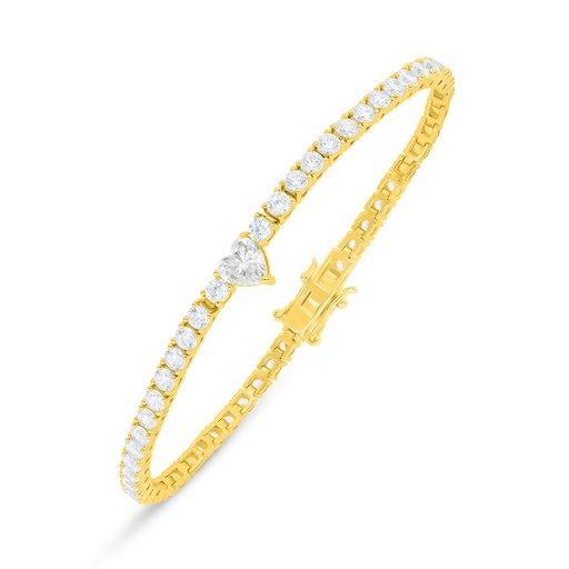 [BRC02WCZ00000B231] Sterling Silver 925 Bracelet Golden Plated Embedded With White Zircon