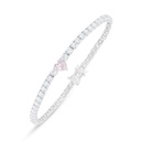 Sterling Silver 925 Bracelet Rhodium Plated Embedded With Pink Zircon And White Zircon