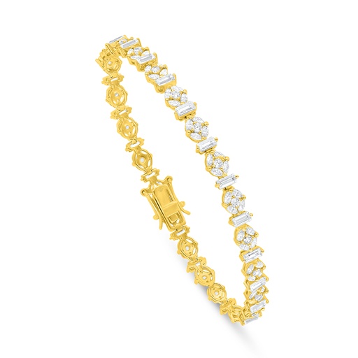 [BRC02WCZ00000B290] Sterling Silver 925 Bracelet Golden Plated Embedded With White Zircon