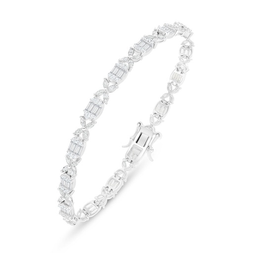 [BRC01WCZ00000B305] Sterling Silver 925 Bracelet Rhodium Plated Embedded With White Zircon