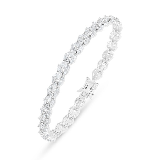 [BRC01WCZ00000B328] Sterling Silver 925 Bracelet Rhodium Plated Embedded With White Zircon