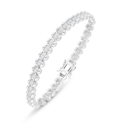 [BRC01WCZ00000B284] Sterling Silver 925 Bracelet Rhodium Plated Embedded With White Zircon