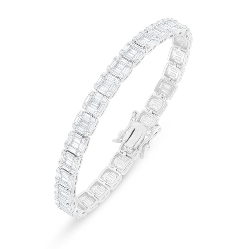 [BRC01WCZ00000B269] Sterling Silver 925 Bracelet Rhodium Plated Embedded With White Zircon