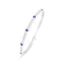 Sterling Silver 925 Bracelet Rhodium Plated Embedded With Sapphire Corundum 