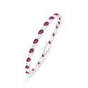 Sterling Silver 925 Bracelet Rhodium Plated Embedded With Ruby Corundum And White Zircon