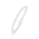 Sterling Silver 925 Bracelet Rhodium Plated Embedded With Pink Zircon And White Zircon