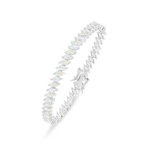 [BRC01CIT00WCZB244] Sterling Silver 925 Bracelet Rhodium Plated Embedded With Yellow Diamond And White Zircon