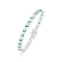 Sterling Silver 925 Bracelet Rhodium Plated Embedded With Emerald Zircon And White Zircon