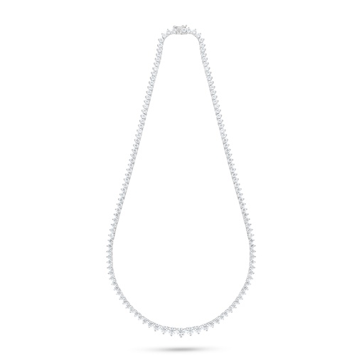 [NCL01WCZ00000B798] Sterling Silver 925 Necklace Rhodium Plated Embedded With White Zircon