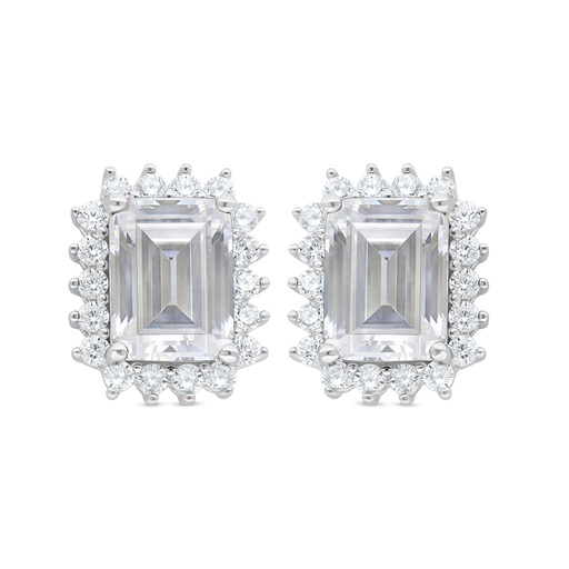 [EAR01WCZ00000C834] Sterling Silver 925 Earring Rhodium Plated Embedded With White Zircon