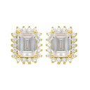 Sterling Silver 925 Earring Golden Plated Embedded With White Zircon