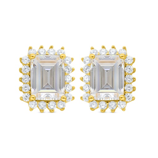 [EAR02WCZ00000C834] Sterling Silver 925 Earring Golden Plated Embedded With White Zircon