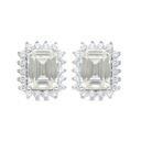 Sterling Silver 925 Earring Rhodium Plated Embedded With Yellow Diamond And White Zircon