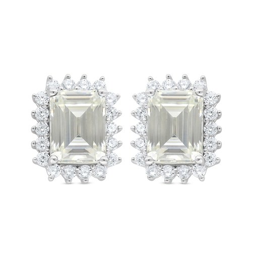 [EAR01CIT00WCZC834] Sterling Silver 925 Earring Rhodium Plated Embedded With Yellow Diamond And White Zircon