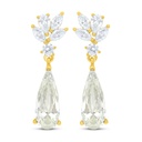 Sterling Silver 925 Earring Golden Plated Embedded With Yellow Diamond And White Zircon