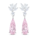 Sterling Silver 925 Earring Rhodium Plated Embedded With Pink Zircon And White Zircon