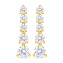 Sterling Silver 925 Earring Golden Plated Embedded With White Zircon