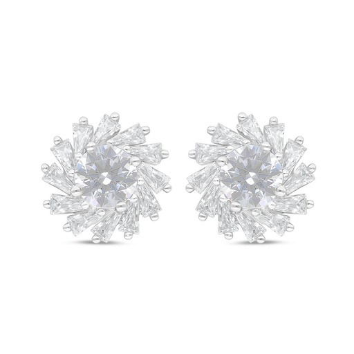 [EAR01WCZ00000C843] Sterling Silver 925 Earring Rhodium Plated Embedded With White Zircon