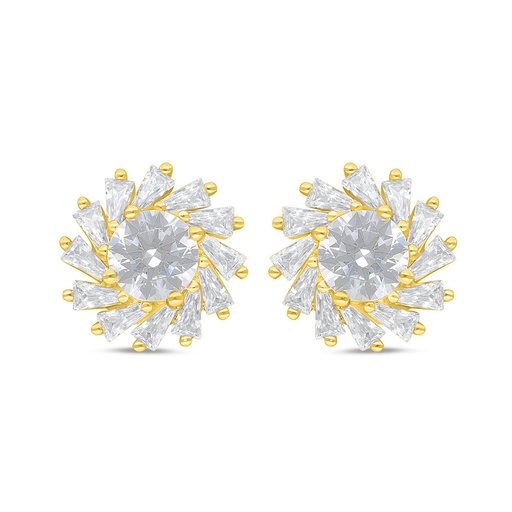 [EAR02WCZ00000C843] Sterling Silver 925 Earring Golden Plated Embedded With White Zircon