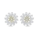 Sterling Silver 925 Earring Rhodium Plated Embedded With Yellow Diamond And White Zircon