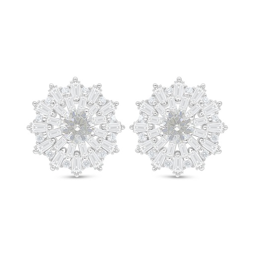 [EAR01WCZ00000C844] Sterling Silver 925 Earring Rhodium Plated Embedded With White Zircon