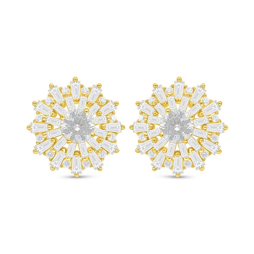 [EAR02WCZ00000C844] Sterling Silver 925 Earring Golden Plated Embedded With White Zircon