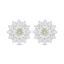 Sterling Silver 925 Earring Rhodium Plated Embedded With Yellow Diamond And White Zircon