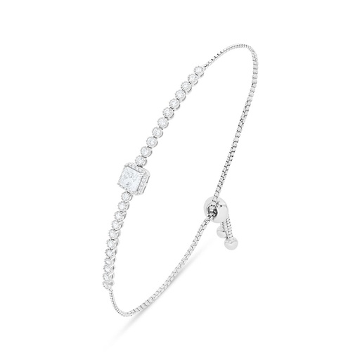 [BRC01WCZ00000B415] Sterling Silver 925 Bracelet Rhodium Plated Embedded With White Zircon