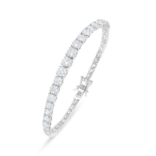 [BRC01WCZ00000B418] Sterling Silver 925 Bracelet Rhodium Plated Embedded With White Zircon