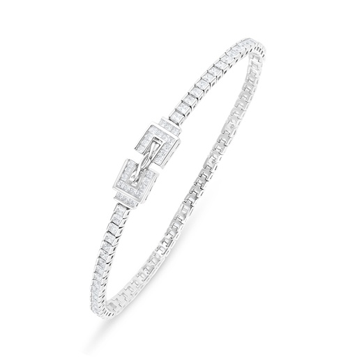 [BRC01WCZ00000B420] Sterling Silver 925 Bracelet Rhodium Plated Embedded With White Zircon