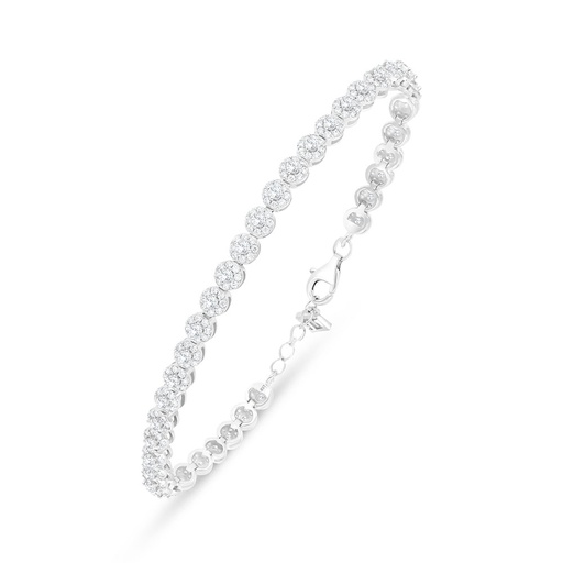 [BRC01WCZ00000B421] Sterling Silver 925 Bracelet Rhodium Plated Embedded With White Zircon