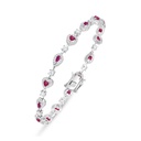 Sterling Silver 925 Bracelet Rhodium Plated Embedded With Ruby Corundum And White Zircon