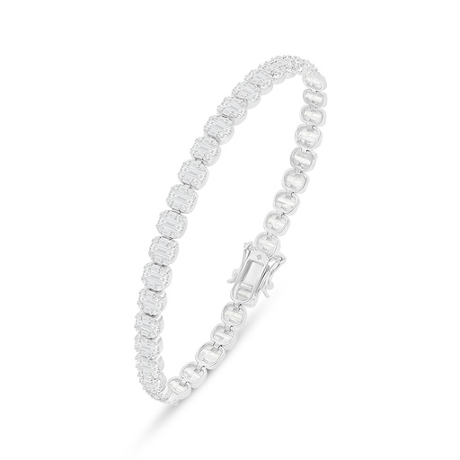 [BRC01WCZ00000B427] Sterling Silver 925 Bracelet Rhodium Plated Embedded With White Zircon