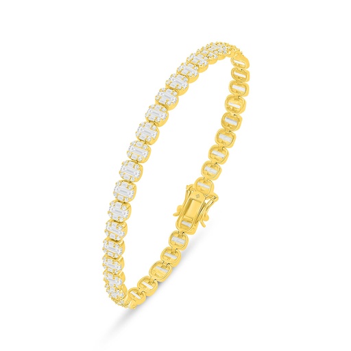 [BRC02WCZ00000B427] Sterling Silver 925 Bracelet Golden Plated Embedded With White Zircon