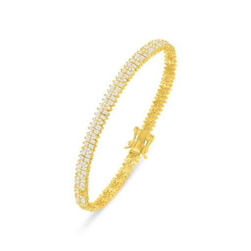 [BRC02WCZ00000B428] Sterling Silver 925 Bracelet Golden Plated Embedded With White Zircon