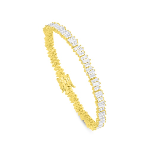 [BRC02WCZ00000B429] Sterling Silver 925 Bracelet Golden Plated Embedded With White Zircon