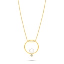 Sterling Silver 925 Necklace Golden Plated Embedded With Natural White Pearl And White Zircon 
