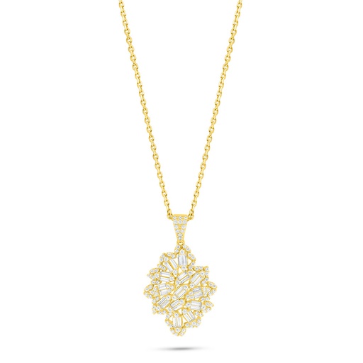 [NCL02WCZ00000B933] Sterling Silver 925 Necklace Golden Plated Embedded With White Zircon
