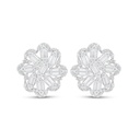 Sterling Silver 925 Earring Rhodium Plated Embedded With White Zircon