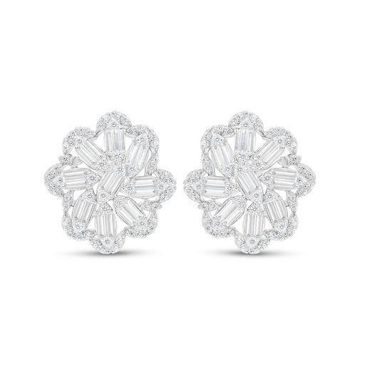 [EAR01WCZ00000C850] Sterling Silver 925 Earring Rhodium Plated Embedded With White Zircon