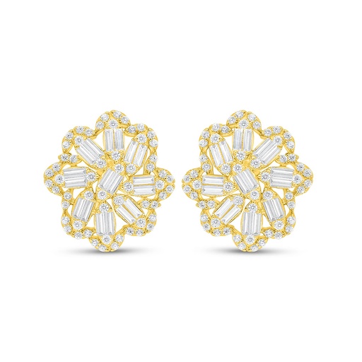 [EAR02WCZ00000C850] Sterling Silver 925 Earring Golden Plated Embedded With White Zircon