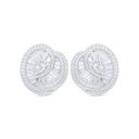 Sterling Silver 925 Earring Rhodium Plated Embedded With White Zircon