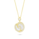 Sterling Silver 925 Necklace Golden Plated Embedded With White Zircon