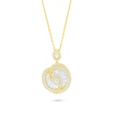 Sterling Silver 925 Necklace Golden Plated Embedded With White Zircon