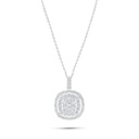 Sterling Silver 925 Necklace Rhodium Plated Embedded With White Zircon