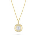 Sterling Silver 925 Necklace Golden Plated Embedded With White Zircon