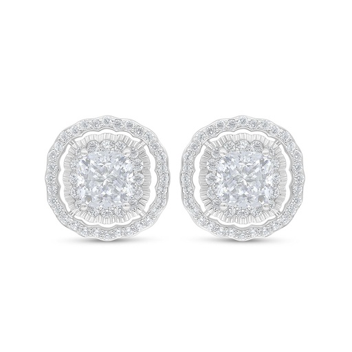 [EAR01WCZ00000C852] Sterling Silver 925 Earring Rhodium Plated Embedded With White Zircon