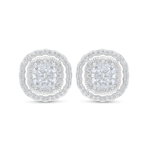 [EAR01WCZ00000C852] Sterling Silver 925 Earring Rhodium Plated Embedded With White Zircon