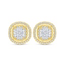 Sterling Silver 925 Earring Golden Plated Embedded With White Zircon